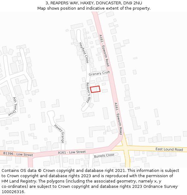 3, REAPERS WAY, HAXEY, DONCASTER, DN9 2NU: Location map and indicative extent of plot