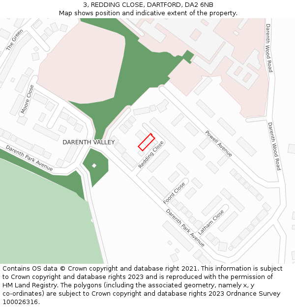 3, REDDING CLOSE, DARTFORD, DA2 6NB: Location map and indicative extent of plot