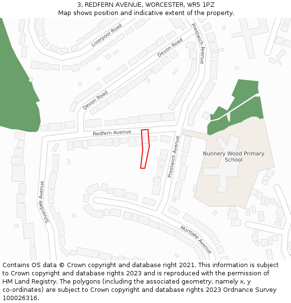 3, REDFERN AVENUE, WORCESTER, WR5 1PZ: Location map and indicative extent of plot