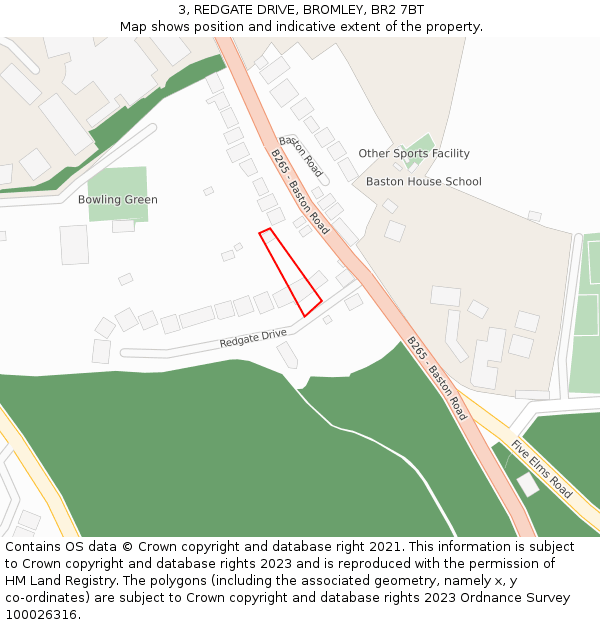 3, REDGATE DRIVE, BROMLEY, BR2 7BT: Location map and indicative extent of plot