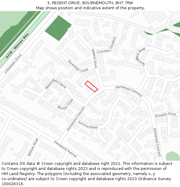 3, REGENT DRIVE, BOURNEMOUTH, BH7 7RW: Location map and indicative extent of plot