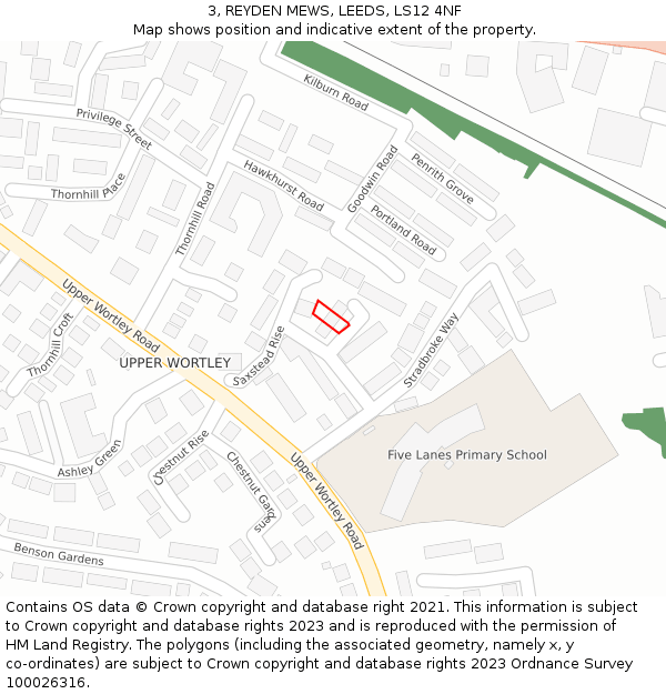 3, REYDEN MEWS, LEEDS, LS12 4NF: Location map and indicative extent of plot