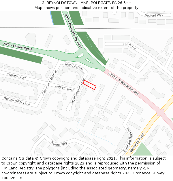 3, REYNOLDSTOWN LANE, POLEGATE, BN26 5HH: Location map and indicative extent of plot