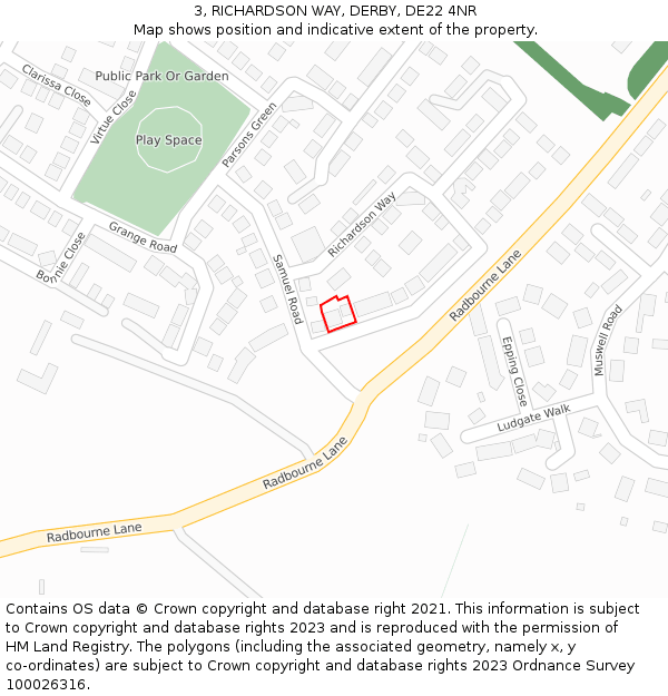 3, RICHARDSON WAY, DERBY, DE22 4NR: Location map and indicative extent of plot