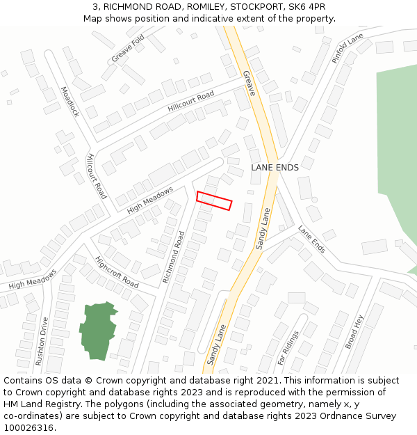 3, RICHMOND ROAD, ROMILEY, STOCKPORT, SK6 4PR: Location map and indicative extent of plot