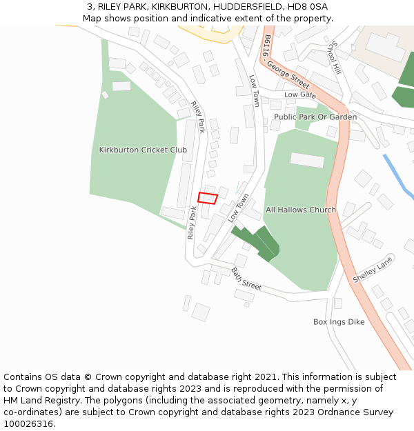 3, RILEY PARK, KIRKBURTON, HUDDERSFIELD, HD8 0SA: Location map and indicative extent of plot