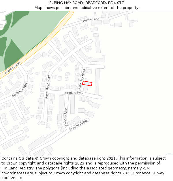 3, RING HAY ROAD, BRADFORD, BD4 0TZ: Location map and indicative extent of plot