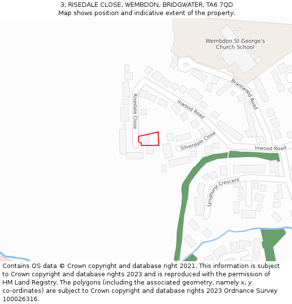 3, RISEDALE CLOSE, WEMBDON, BRIDGWATER, TA6 7QD: Location map and indicative extent of plot