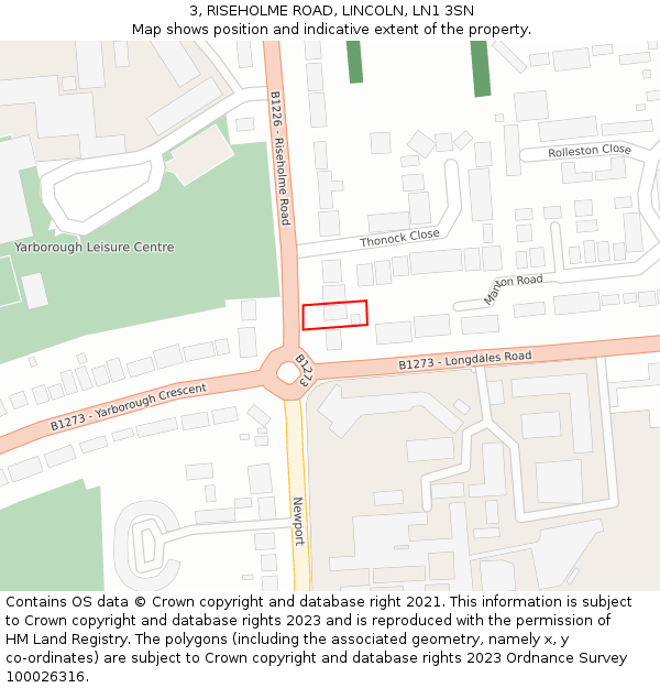 3, RISEHOLME ROAD, LINCOLN, LN1 3SN: Location map and indicative extent of plot