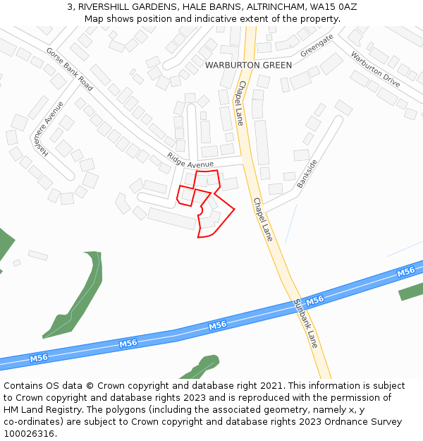 3, RIVERSHILL GARDENS, HALE BARNS, ALTRINCHAM, WA15 0AZ: Location map and indicative extent of plot