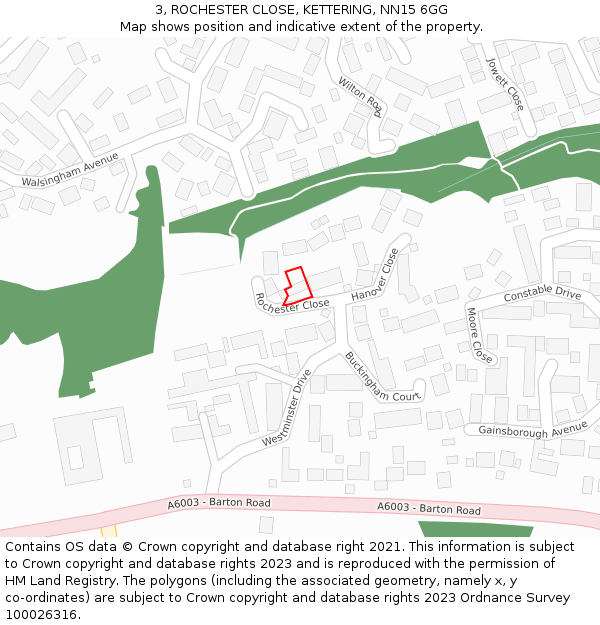 3, ROCHESTER CLOSE, KETTERING, NN15 6GG: Location map and indicative extent of plot