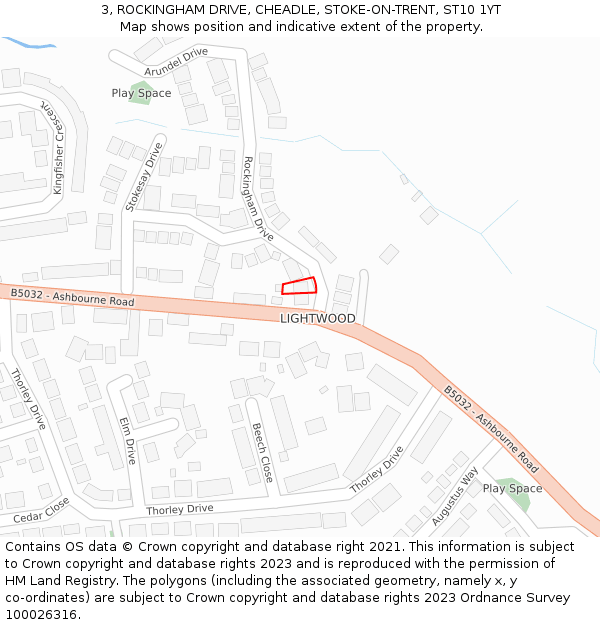 3, ROCKINGHAM DRIVE, CHEADLE, STOKE-ON-TRENT, ST10 1YT: Location map and indicative extent of plot
