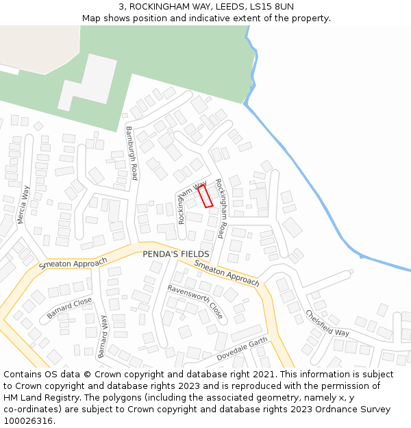 3, ROCKINGHAM WAY, LEEDS, LS15 8UN: Location map and indicative extent of plot