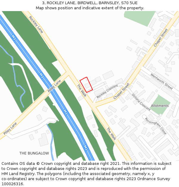 3, ROCKLEY LANE, BIRDWELL, BARNSLEY, S70 5UE: Location map and indicative extent of plot