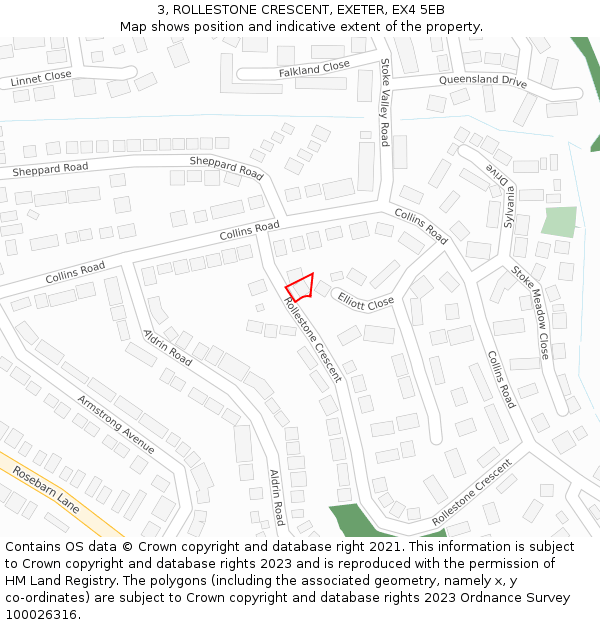 3, ROLLESTONE CRESCENT, EXETER, EX4 5EB: Location map and indicative extent of plot