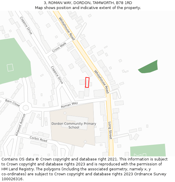 3, ROMAN WAY, DORDON, TAMWORTH, B78 1RD: Location map and indicative extent of plot