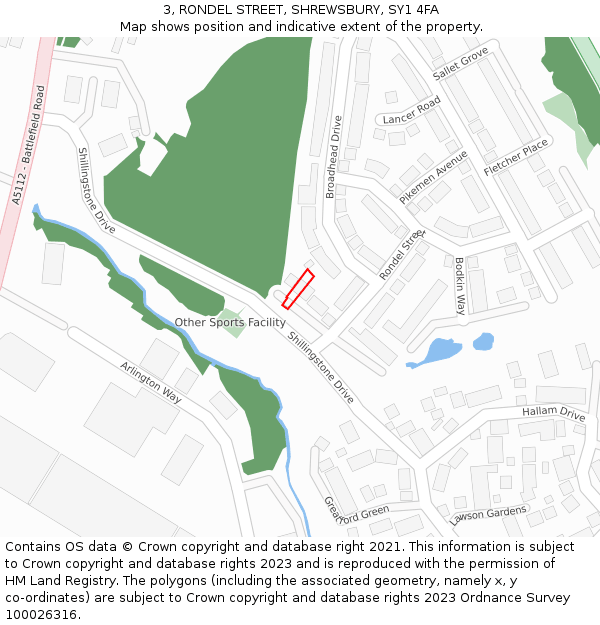3, RONDEL STREET, SHREWSBURY, SY1 4FA: Location map and indicative extent of plot
