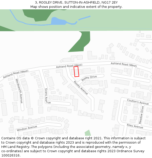 3, ROOLEY DRIVE, SUTTON-IN-ASHFIELD, NG17 2EY: Location map and indicative extent of plot