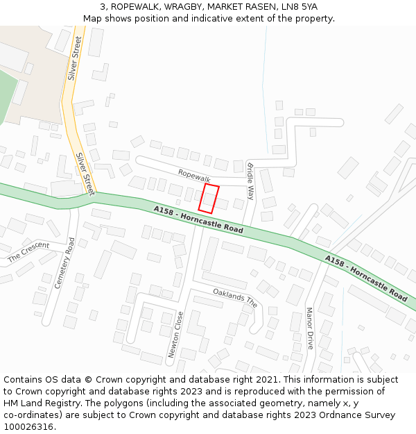 3, ROPEWALK, WRAGBY, MARKET RASEN, LN8 5YA: Location map and indicative extent of plot