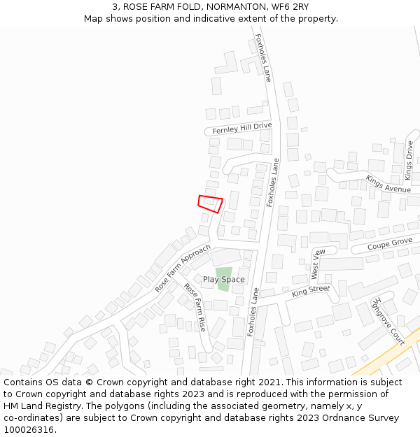 3, ROSE FARM FOLD, NORMANTON, WF6 2RY: Location map and indicative extent of plot