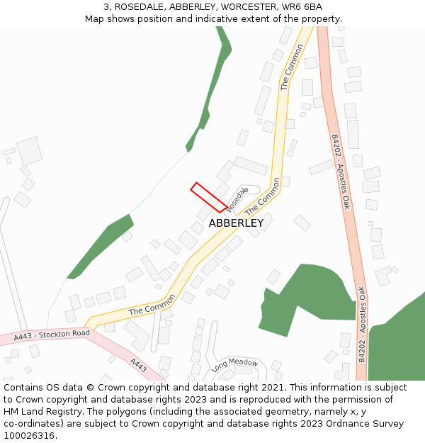 3, ROSEDALE, ABBERLEY, WORCESTER, WR6 6BA: Location map and indicative extent of plot
