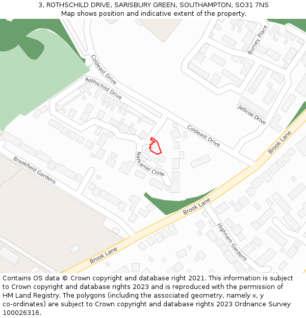 3, ROTHSCHILD DRIVE, SARISBURY GREEN, SOUTHAMPTON, SO31 7NS: Location map and indicative extent of plot