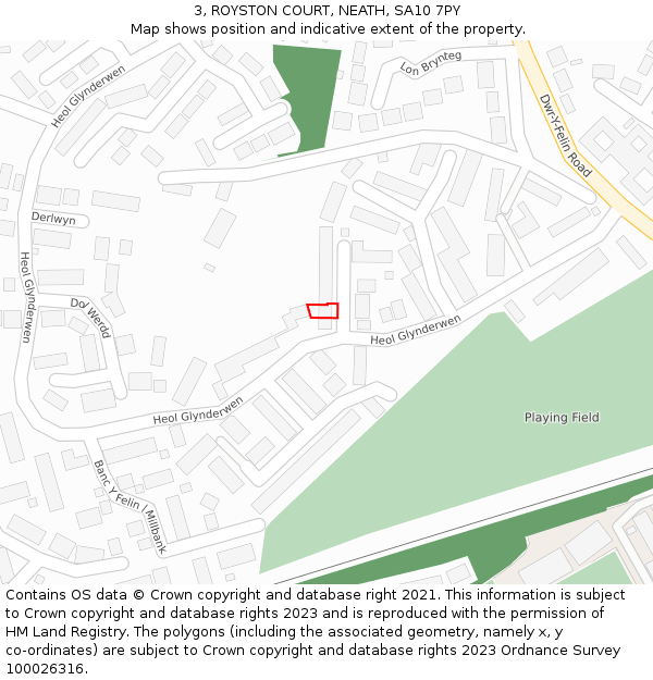 3, ROYSTON COURT, NEATH, SA10 7PY: Location map and indicative extent of plot
