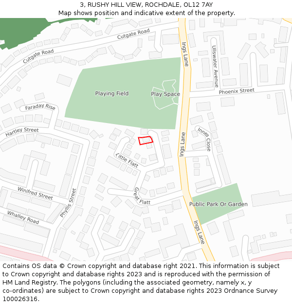 3, RUSHY HILL VIEW, ROCHDALE, OL12 7AY: Location map and indicative extent of plot