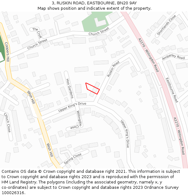 3, RUSKIN ROAD, EASTBOURNE, BN20 9AY: Location map and indicative extent of plot
