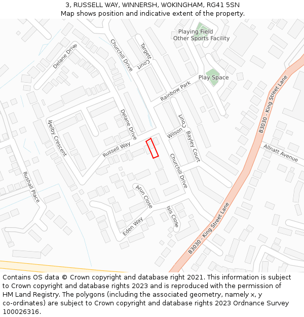 3, RUSSELL WAY, WINNERSH, WOKINGHAM, RG41 5SN: Location map and indicative extent of plot