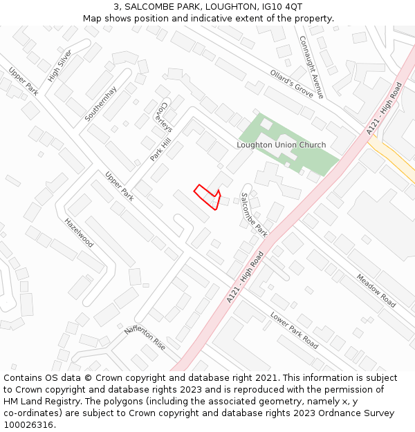 3, SALCOMBE PARK, LOUGHTON, IG10 4QT: Location map and indicative extent of plot