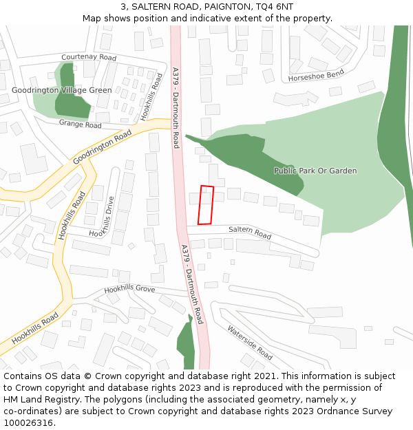 3, SALTERN ROAD, PAIGNTON, TQ4 6NT: Location map and indicative extent of plot