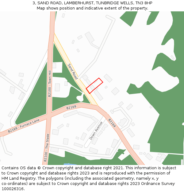 3, SAND ROAD, LAMBERHURST, TUNBRIDGE WELLS, TN3 8HP: Location map and indicative extent of plot