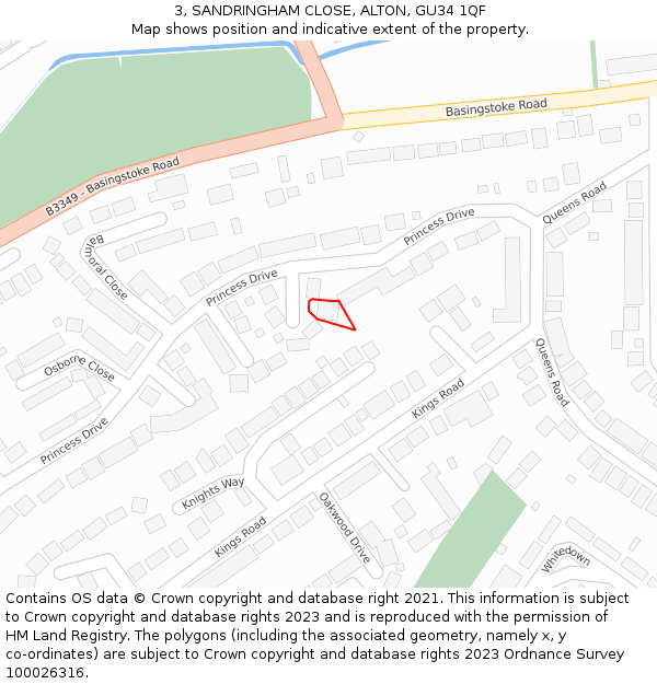 3, SANDRINGHAM CLOSE, ALTON, GU34 1QF: Location map and indicative extent of plot
