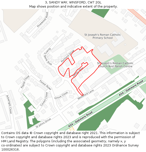 3, SANDY WAY, WINSFORD, CW7 2GL: Location map and indicative extent of plot