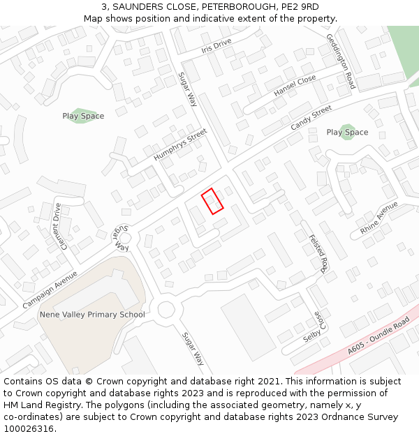3, SAUNDERS CLOSE, PETERBOROUGH, PE2 9RD: Location map and indicative extent of plot