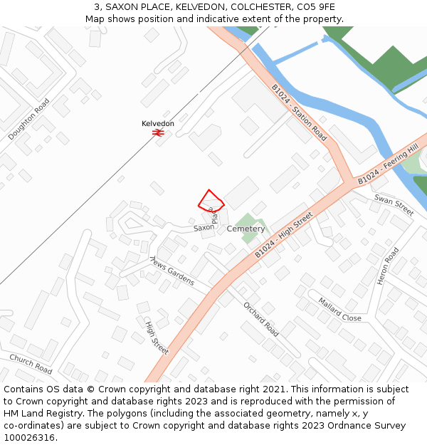 3, SAXON PLACE, KELVEDON, COLCHESTER, CO5 9FE: Location map and indicative extent of plot