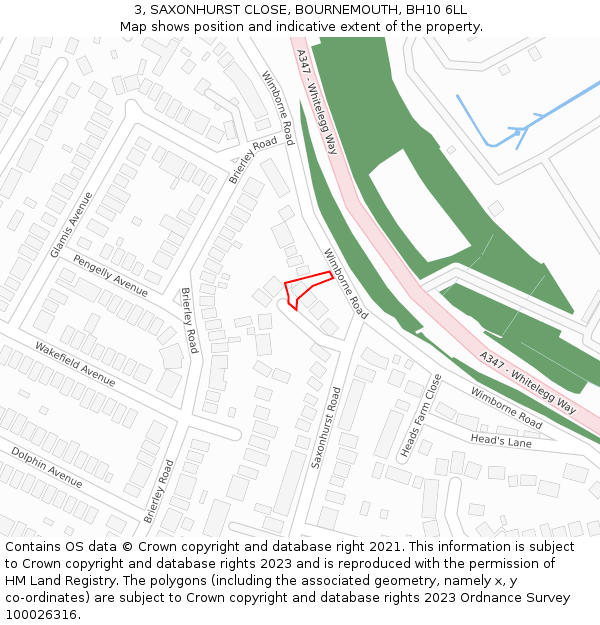 3, SAXONHURST CLOSE, BOURNEMOUTH, BH10 6LL: Location map and indicative extent of plot