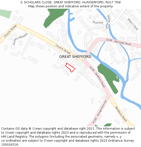 3, SCHOLARS CLOSE, GREAT SHEFFORD, HUNGERFORD, RG17 7EW: Location map and indicative extent of plot
