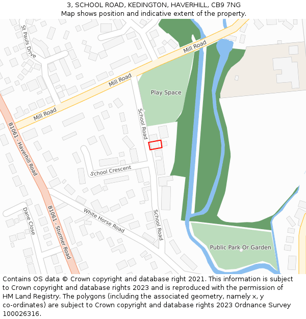 3, SCHOOL ROAD, KEDINGTON, HAVERHILL, CB9 7NG: Location map and indicative extent of plot