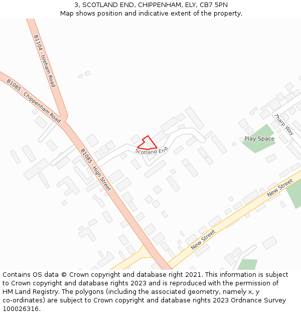 3, SCOTLAND END, CHIPPENHAM, ELY, CB7 5PN: Location map and indicative extent of plot