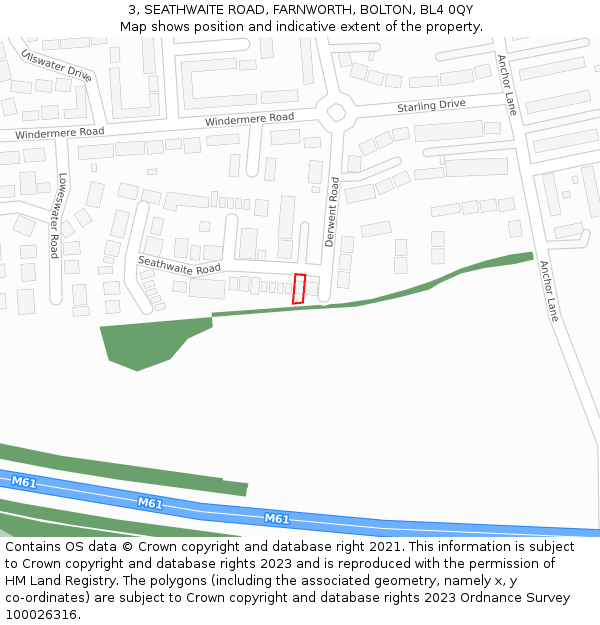 3, SEATHWAITE ROAD, FARNWORTH, BOLTON, BL4 0QY: Location map and indicative extent of plot
