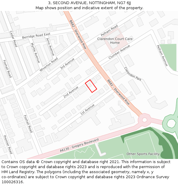 3, SECOND AVENUE, NOTTINGHAM, NG7 6JJ: Location map and indicative extent of plot