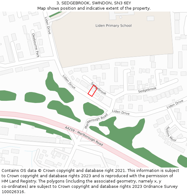 3, SEDGEBROOK, SWINDON, SN3 6EY: Location map and indicative extent of plot