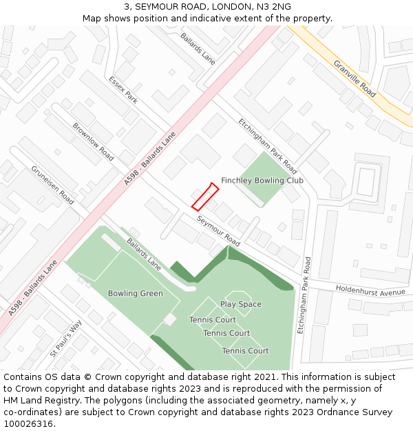 3, SEYMOUR ROAD, LONDON, N3 2NG: Location map and indicative extent of plot