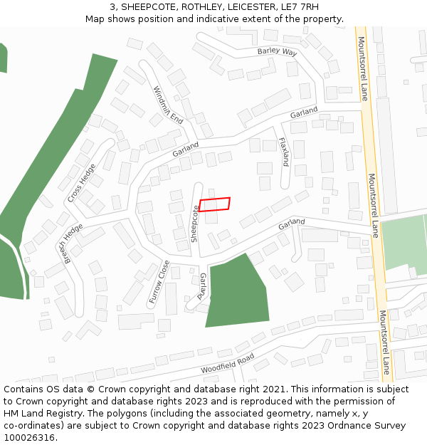 3, SHEEPCOTE, ROTHLEY, LEICESTER, LE7 7RH: Location map and indicative extent of plot
