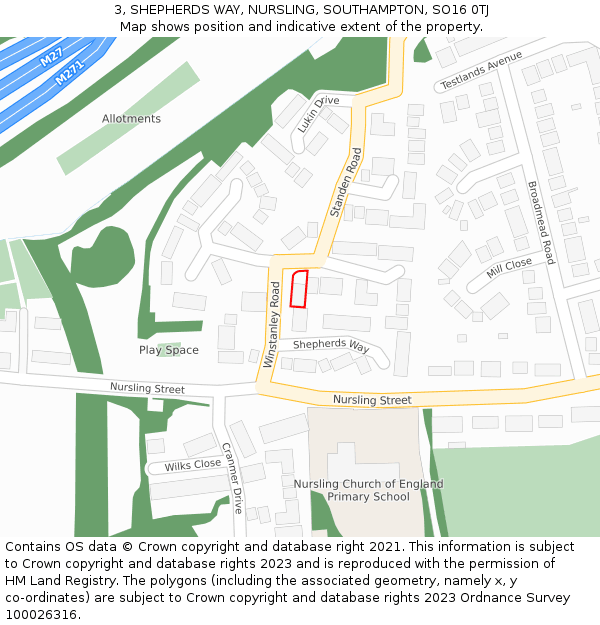 3, SHEPHERDS WAY, NURSLING, SOUTHAMPTON, SO16 0TJ: Location map and indicative extent of plot
