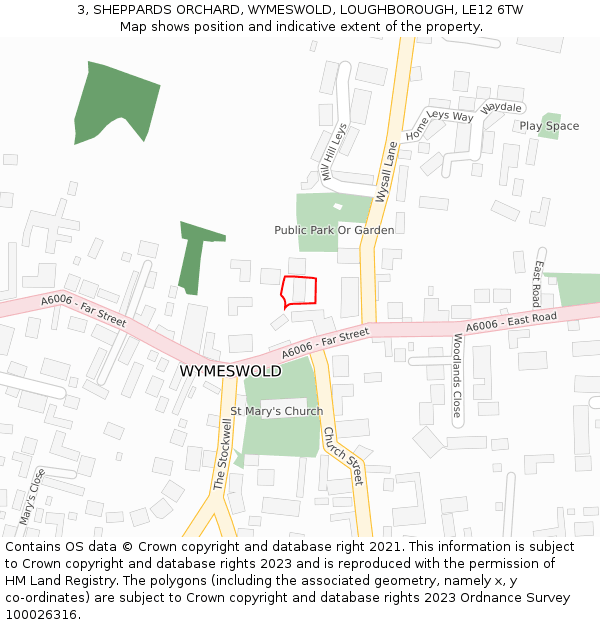 3, SHEPPARDS ORCHARD, WYMESWOLD, LOUGHBOROUGH, LE12 6TW: Location map and indicative extent of plot