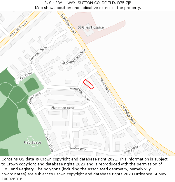 3, SHIFRALL WAY, SUTTON COLDFIELD, B75 7JR: Location map and indicative extent of plot