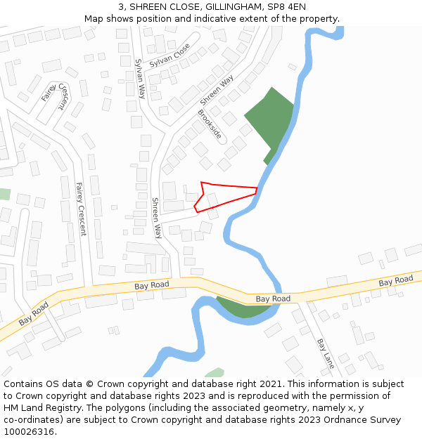 3, SHREEN CLOSE, GILLINGHAM, SP8 4EN: Location map and indicative extent of plot